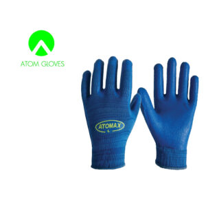 ถุงมือไนล่อนเคลือบยาง Latex กันบาด รุ่น ATOMAX 1000BLUE