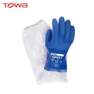 ถุงมือยาง PVC ยี่ห้อ TOWA รุ่น TOWA OR657 แบบมีซับใน