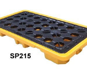 พาเลทรองสารเคมี ป้องกันการหก-ล้นของสารเคมี  70L (2ถัง) 68x130x15 ซม. สีเหลือง