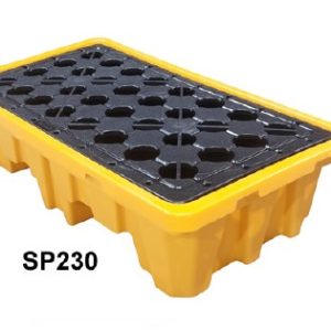 พาเลทรองสารเคมี ป้องกันการหก-ล้นของสารเคมี 150L (2ถัง) 130x68x30 ซม. สีเหลือง