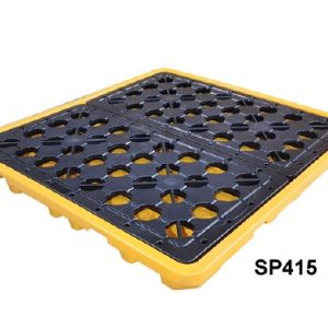 พาเลทรองสารเคมี ป้องกันการหก-ล้นของสารเคมี 120L (4ถัง) 130x130x17 ซม. สีเหลือง