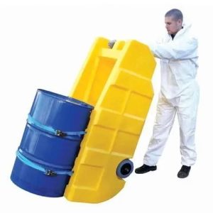 อุปกรณ์รองสารเคมีรั่วไหล่แบบรถเข็น สำหรับวางถังเคมี (แนบนอน) มีล้อ Poly Trolley® ROMOLD BT230