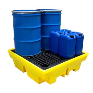 พาเลทรองสารเคมี ROMOLD รุ่น BP4 (TSSBP4)  ขนาดรองรับ 410 ลิตร(L) (4ถัง) 131x131x37 ซม. สีเหลือง