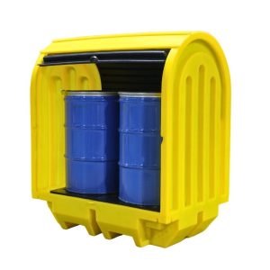 พาเลทรองสารเคมีแบบมีฝาปิด ROMOLD รุ่น BP2RT (TSSBP2RT) รองรับ 230 ลิตร(L )(2ถัง) 145x99x169 ซม. สีเหลือง
