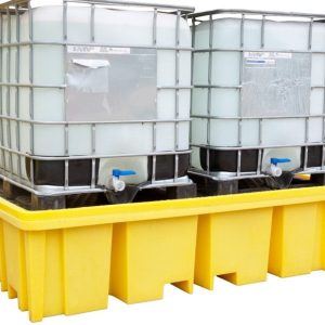 พาเลทรองสารเคมี ROMOLD รุ่น B2FW (TSSBB2FW) รองรับ 1150 ลิตร (L) (2แทงค์) 234x112.5x61 ซม. สีเหลือง