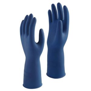 ถุงมือยางธรรมชาติ สีน้ำเงิน ตรา Blue Whale